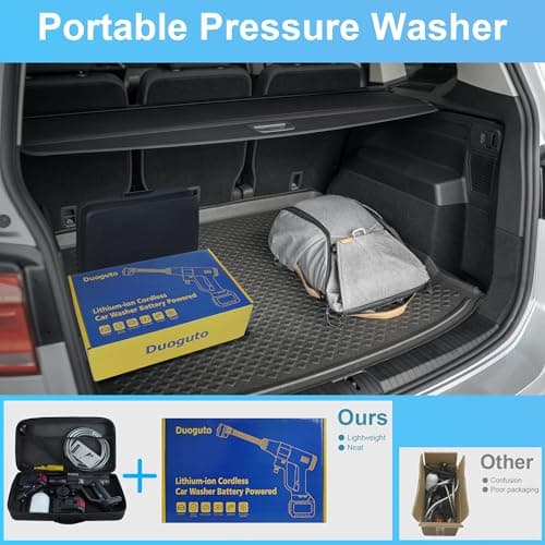 Cordless Pressure Washer Battery Powered; 1450PSI Cordless Power Washer with Brushless Motor, 2× 4.0Ah Battery,6-in-1 Nozzle, 3 Power Level; Handheld Portable Pressure Washer Cordless (Black) 7