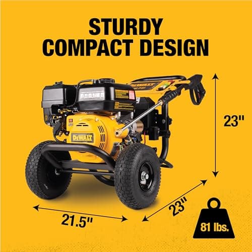 DeWalt DXPW3425E-S 3400 PSI Gas Pressure Washer, 2.5 GPM Axial Cam Pump, 208cc Recoil with Electric Start Engine, Spray Gun and Wand, 5 QC Nozzles, 5/16-in. x 25-ft. Hose, 49-State 8