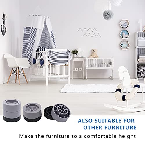 HANIHUA Furniture Risers 2 inch (Set of 4) Round Bed Risers Heavy Duty 1 inch 3 inch, Adjustable Bed Lifts Riser for Desk, Table, Sofa, Chair Supports Up to 3,300 lbs 6