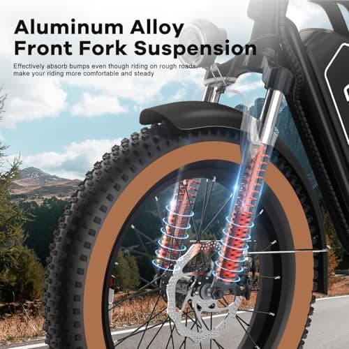 EUYBIKE Electric Bike for Adults, 20"x 4" Fat Tire 35MPH Ebike, 1450W Peak Cargo Ebike with 48V 20AH Removable Battery, 80 Miles Mechanical Disc Brake 2 Seater Electric Bicycle Black with Safety Seat 5