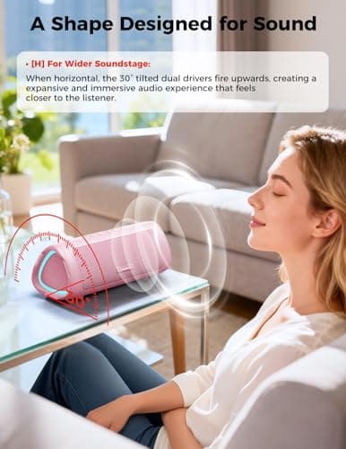 BolaButty Bluetooth Speaker with HD Sound, Portable Wireless, IPX5 Waterproof, Up to 20H Playtime, TWS Pairing, BT5.3, for Home/Party/Outdoor/Beach, Electronic Gadgets, Birthday Gift (Pink) 8