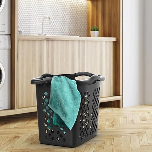 CNEIESD Laundry Hamper Basket With Diamond Pattern, 2 Bushel Capacity, Large Laundry Baskets Black In Laundry Room, Bedroom Decor, Bathroom, 21.6 X 17 X 18.9 Inches (1, Black) 5