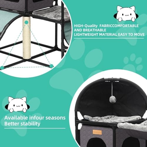 Oceskyha Cat Tree for Large Cats, Indoor, Multi-Level, Cat Furniture with Cat Bed Cave, Scratching Posts, and Toys 5