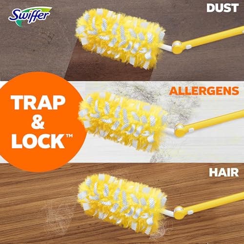 Swiffer Duster Kit with 3 ft Extendable Handle, Heavy Duty Dusting Starter Kit with 12 Refills, for Ceiling Fans, Vents and Hard to Reach Places 9