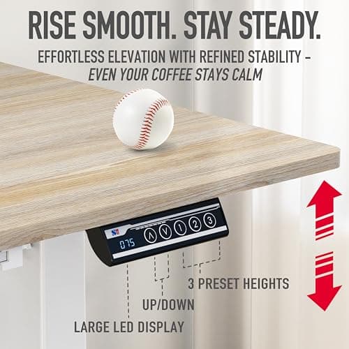 SHW 48-Inch Electric Height Adjustable Standing Desk with Drawer, Memory Preset and Cable Management Tray, Maple 7