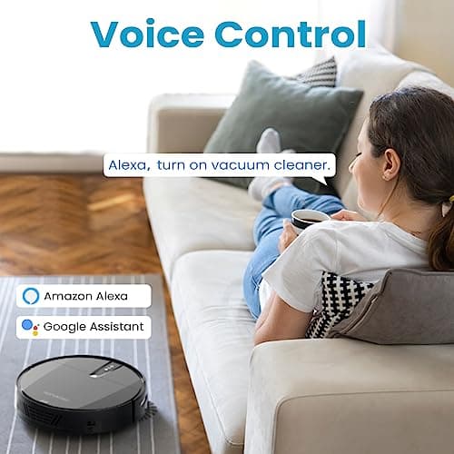 ROPVACNIC Robot Vacuum Cleaner with 3000Pa Cyclone Suction, APP/Voice/Remote Control, Automatic Self-Charging Robotic Vacuum, Scheduled Cleaning, Ideal for Pet Hair, Hard Floor, Low Carpet 5
