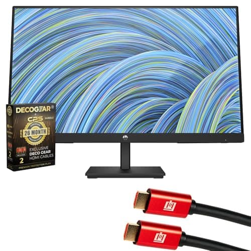 HP V24v G5 24" FHD 16:9 5ms 75Hz FreeSync LCD Monitor, Black 65P62AA Bundle with Deco Gear 2X 6Ft 4K HDMI 2.0 Cable & Deco Gear CPS Exclusive 26 Month Protection Pack (BEACH-CPS-26M150)