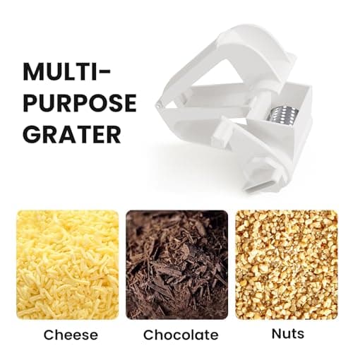 Cheese Grater with Handle, Rotary Cheese Grater,Vegetable, Chocolate, Hard Cheese & Nut Grater,White 5