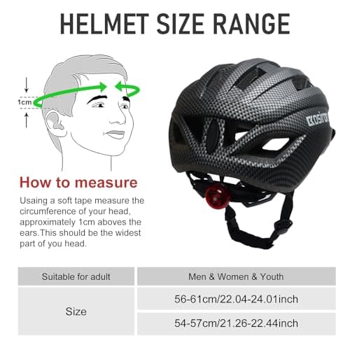 Ckorison Bike Helmet Adult Men Women Bicycle Helmet with Light Detachable Visor Lightweight Mountain Road Bike Helmet Adjustable Size Cycling Helmet 6