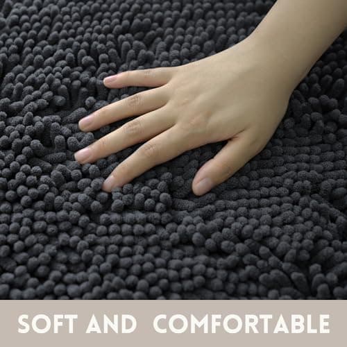 Flotstiga Bathroom Rugs Chenille, Extra Thick and Absorbent, Non-Slip, Machine Washable, Dry Quckily, Soft Cozy Plush, Used Under Shower Bathtub and Sink, Bath mat Sets 2Piece Dark Grey 7