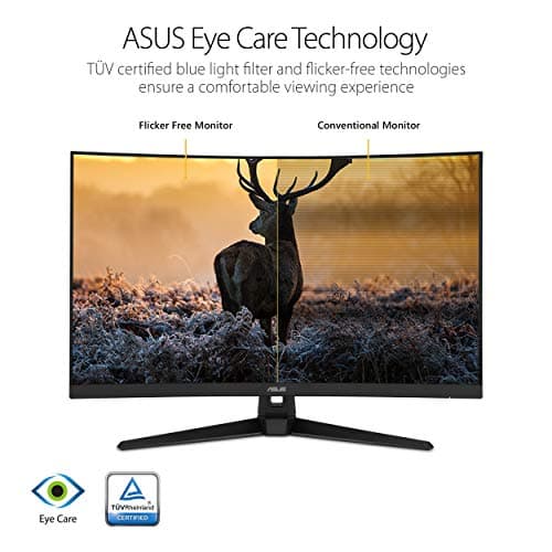 ASUS TUF Gaming VG328H1B 32” Curved Monitor, 1080P Full HD, 165Hz (Supports 144Hz), Extreme Low Motion Blur, Adaptive-sync, FreeSync Premium, 1ms, Eye Care, HDMI D-Sub (Renewed) 6