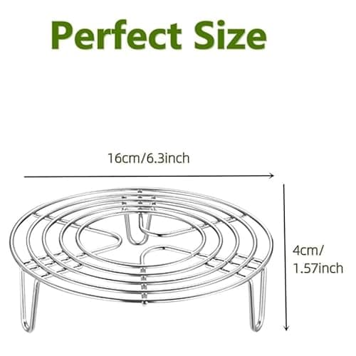 1pc Cooking Rack 6 Inch Air Fryer Round Tray Stainless Steel Steamer Rack Baking for Cooking Cooling Steaming Baking, Fit Air Fryer Pot Pressure Cooker 3