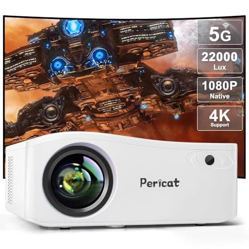 5G WiFi Bluetooth Projector, Native 1080P Outdoor Movie Projector with 200" Display, 380ANSI Home Theater Video Projector 4K Supported, LED Video Projector Compatible with TV Stick, Phone/PC
