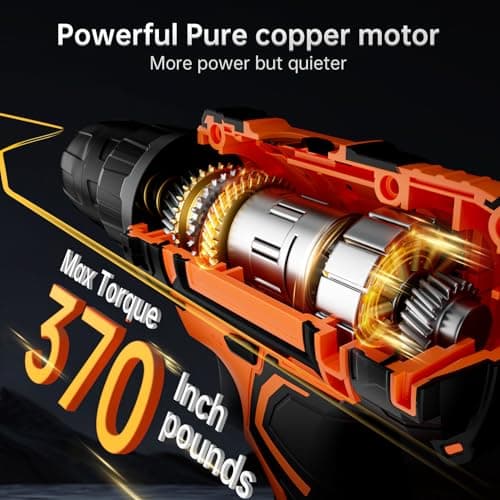 20V Cordless Drill Set, Electric Power Drill with Battery 2.0Ah and Charger, Home Drill 3/8-Inch Keyless Chuck, 2 Variable Speed, 25+1 Position, 42pcs Drill Driver Bits/Screws for DIY 5