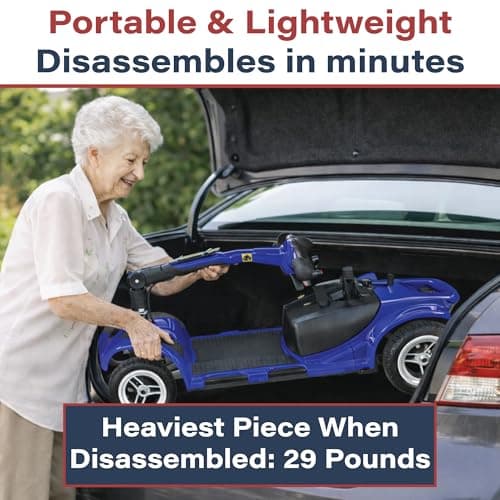 Zipr Roo 4 Wheel Mobility Scooter - 29 lbs Heaviest Piece - Powered Wheelchair - Compact Heavy Duty Mobile for Travel, Seniors, Adults, Handicapped - Long Range Battery with Charger Basket Included 5