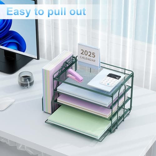 Spacrea Paper Organizer, Desk Organizers and Accessories for Desk with File organizer, Desk Accessories & Workspace Organizers for Catalog & Reference Racks (Dark Green) 6