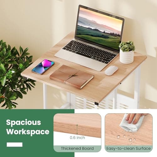 Tangkula Adjustable Standing Desk, Mobile Rolling Computer Desk with Storage Shelf, Portable Laptop Table with Footrest, Mesh Panel, Lockable Wheels, Sit Stand Workstation for Home Office 8