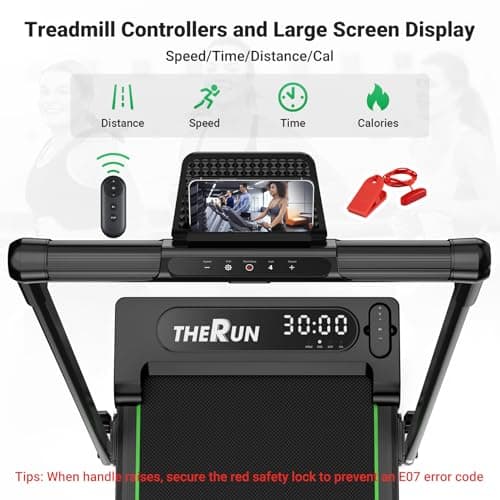 THERUN Walking Pad, 2 in 1 Foldable Treadmills for Home, 2.5HP Under Desk with Handle Bar, 16" Widened Running Belt, with Remote Control & LED Touch Screen 5