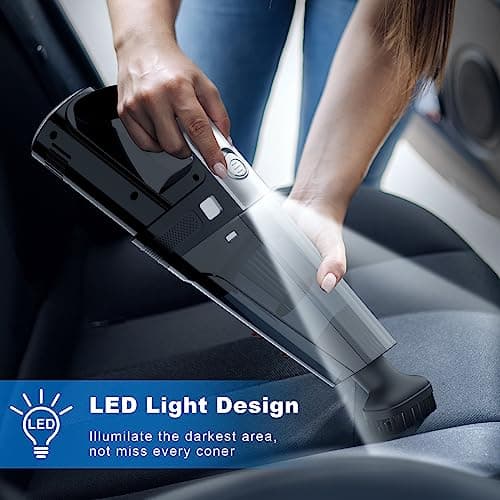 DRECELL Car Vacuum, Portable Vacuum Cleaner with Powerful 7000PA Suction, DC 12V Power 16.4Ft Cord Wired Vacuum Cleaner, LED Light, Car Accessories for Men/Women 5