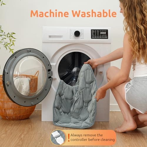 Drewin Weighted Heating Pad for Relax and Calm, Velvet-Soft 7 lbs Electric Lap Blanket for Neck Shoulders Back, Washable Warm Weighted Lap Blanket with 4 Heating Levels, 24" x 29", Grey 8