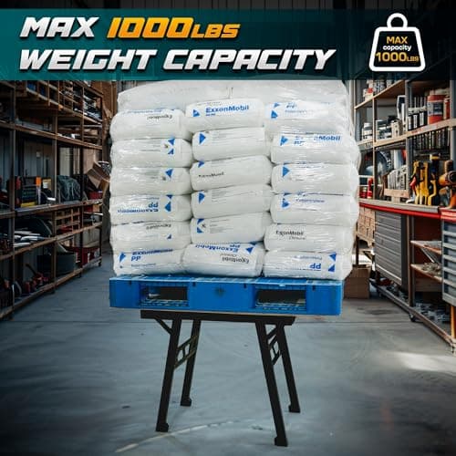 Foldable Work Bench,Easy Step Protable Work Table,34" W x 25" D x 31" H Lightweight Workbench wih 1650LBS,Work Benches for Garage,Work Bench Suitable for Garage,Workshop and Home (Black) 5