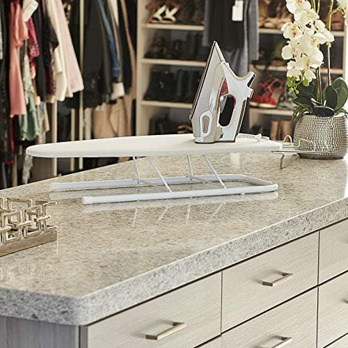 Household Essentials Tabletop Ironing Board with Iron Rest | Wood Top, Sturdy Metal Legs with Support Bars | Compact & Lightweight Ironing Board for Small Spaces, Dorms, Apartments | 30"x12" 7