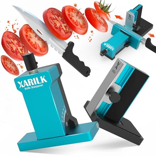 XARILK Adjustable Rolling Knife Sharpener Kit – 10°-40° Adjustable Angles, Removable Diamond Plates (320# 800# 2000#), Portable Design – Premium Kitchen Knife Sharpening Tool