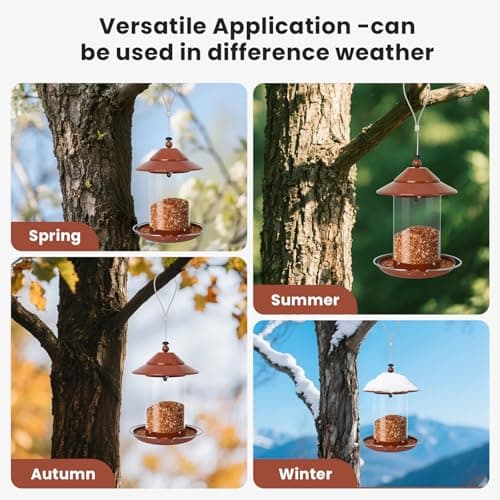 EnjoyCool Metal Bird Feeder for Outdoors – 2.4LB Hanging Bird Feeder with 360-degree, Weatherproof & Rust-Resistant, Easy to Fill & Clean for Wild Bird Feeders in Backyard & Garden(Copper) 5