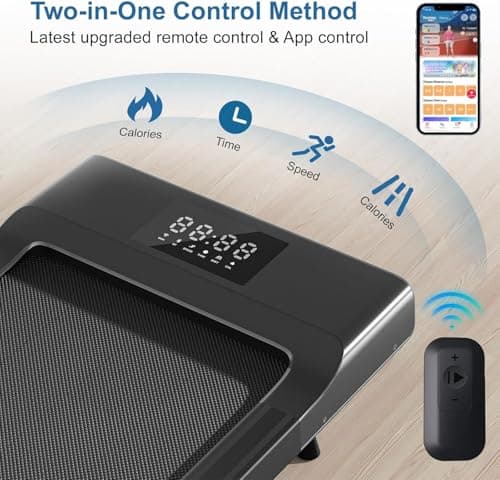 DeerRun Under Desk Walking Pad Treadmill for Home Office & Small Spaces, 6% Manual Incline, 0.6–3.8 MPH Walking Speed, 2.5 HP, 300 lb Capacity, App & Remote Control 7