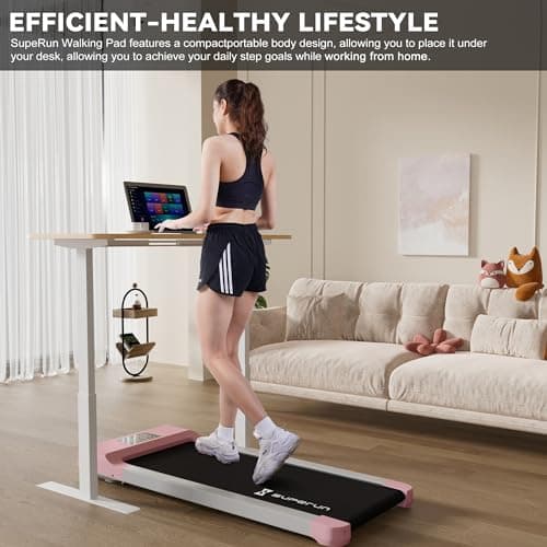 MJWW Walking Pad,Smart Under Desk Treadmill, Portable Treadmills for Home/Office,Walking Pad Treadmill with Remote Control, LED Display,300 lbs Capacity (Pink) 6