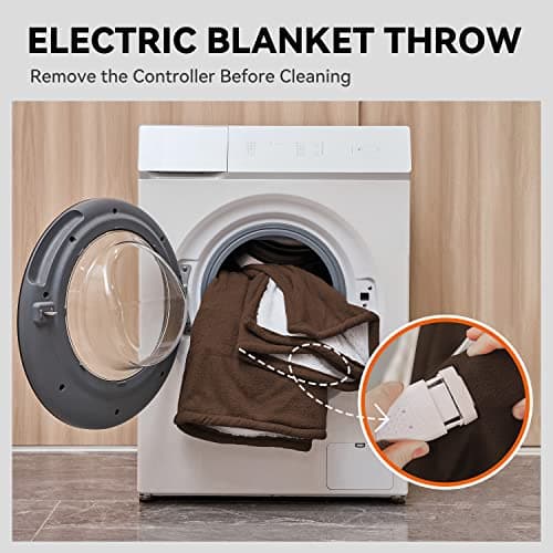 Warm Storm Electric Throw Blanket with 5 Heating Levels & 4 Hours Auto Off, Sherpa & Polar Fleece Heated Throw Blankets 50"×60", ETL Certified and Machine Washable, for Home&Office Use (Chocolate) 6