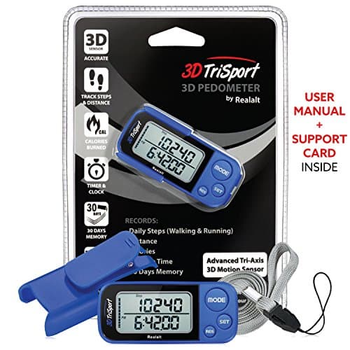 Realalt 3DTriSport 3D Walking Pedometer with Clip & Strap, Accurate Step Counter with 30-Day Memory, Distance in Miles/KM Large Display Perfect for Seniors & Beginners eBook Included - Blue 7