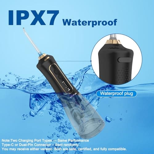 WellLeo Water Flossers for Teeth, 300ML Cordless Oral Irrigator Rechargeable Dental Flosser Picks with 5 Modes 5 Jet Tips,IPX7 Waterproof Teeth Cleaner for Braces Gum Care, Home Travel Use 6