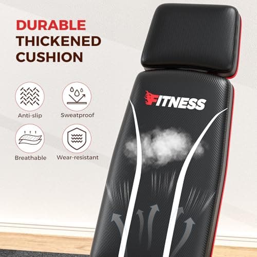 Adjustable Weight Bench, Workout Bench Press for Home Gym w/Leg Extension, Preacher Pad & Extended Headrest, Foldable Flat Incline Decline Sit-up Bench for Full Body Strength Training 6