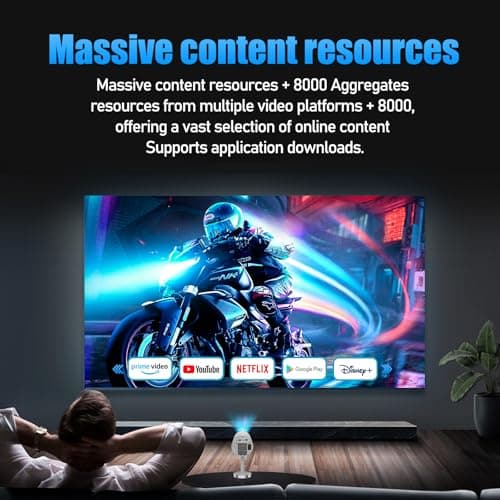 Smart Mini Projector with Android 11.0,2025 Upgraded Portable Projector 1080P 4K Full HD with WiFi 6 and BT5.2,90°Retractable Stand, Auto Keystone Home Projector for Phone/TV Stick/Laptop-Moana 8