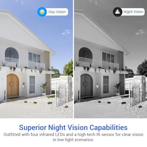 LumoYuzu 1080p Wireless Doorbell Camera for Home Security, Battery Powered, Live View, Cloud Storage, AI Human Detection, Night Vision, Two Way Audio, Indoor Outdoor Surveillance, 2.4G Wi-Fi only 4