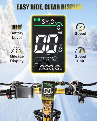 EOEOTWO Electric Bike for Adults,1500W Peak Motor E Bikes, 26" Fat Tire Electric Bicycle, 30/33 MPH 60/70 Miles All Terrain E Bikes E Bike, Removable Battery, Dual Brake, 7 Speed, Yellow ﻿ ﻿ 6