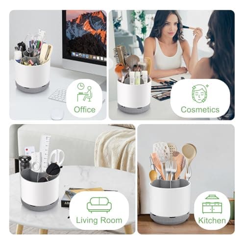 GFWARE Toothbrush Holders for Bathrooms - White Rotating Kids Electric Toothbrush and Toothpaste Holder, Detachable 6 Slots Tooth Brush Organizer Bathroom Countertop Storage 8