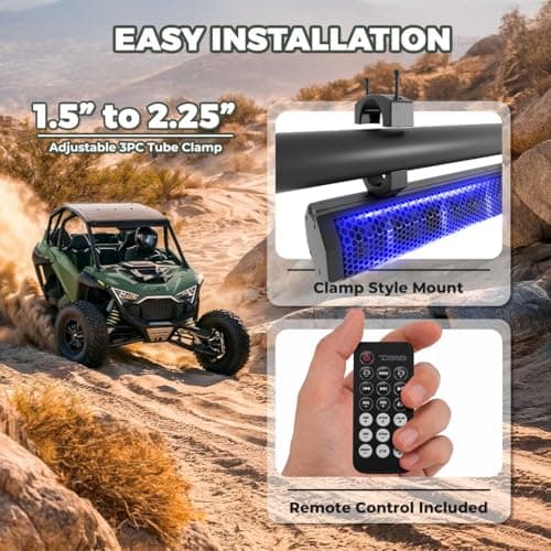 DS18 SB37BTXRGB 37" Marine Amplified Soundbar with Bluetooth USB & RGB Lighting, 10 Speakers, 1200 Watts, Rotating Control Panel, Great for Powersports, SXS, Golf Cart, ATV/UTV Soundbar 37 Inches 5