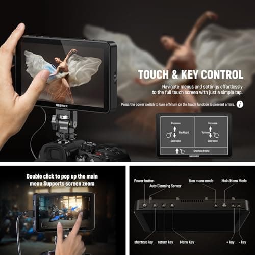 NEEWER F700 7" Camera Field Monitor, 2000nit HD 1920x1080 IPS Touch Screen with 3D LUT, 4K HDMI Loop in/Out with Peak Focus DSLR Video Assist HDR Waveform, Cold Shoe Mount, 2 NP-F750 Batteries & Cable 7