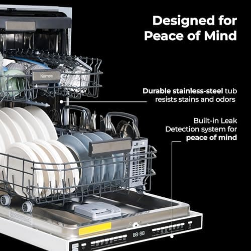 Kenmore 24" Built-In Dishwasher - Quiet Tub with TurboDry, Leak, & SmartWash Soil Detection - 15 Place Settings - 49 DBA - ENERGY STAR Certified - White 6