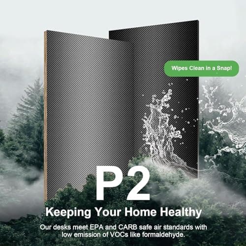 GTPLAYER 55 Inch Gaming Desk with LED Lights, Computer Gamer Desk with Monitor Stand, Ergonomic Carbon Fiber Surface Gaming Table with Mouse Pad for Home Office, RGB 8