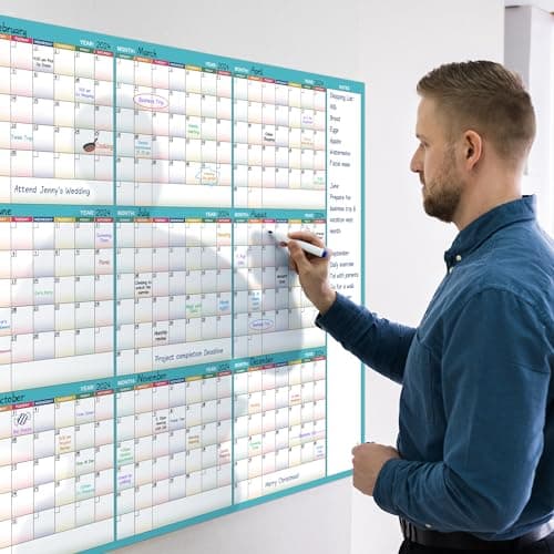 Large Dry Erase Calendar for Wall - Dry Erase Calendar for Wall, Undated 12 Month Calendar, 37" x 58" 7