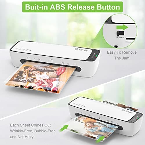 Laminator Machine with Laminating Sheets A4 Portable Thermal Lamination 9-Inch Laminate for Personal Office School Home Use, 6 in 1 Laminater Quick Warm Up Never Jam 5