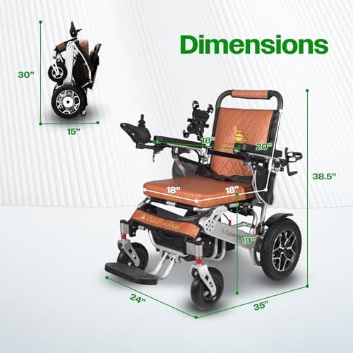 Culver Mobility Wolf Folding Lightweight Heavy Duty Electric Wheelchair, 330 lbs Capacity, 500W Motor, 13 Miles Range – Includes Free Travel Bag, Cup Holder, and Phone Holder 7