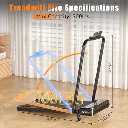 Treadmill with Incline, 2 in 1 Folding Treadmill, Under Desk Walking Pad with Handle Bar, 2.5HP Low Noise Walking Pad for Home Office, Safety Lock, 300+ LB Capacity, Black 6