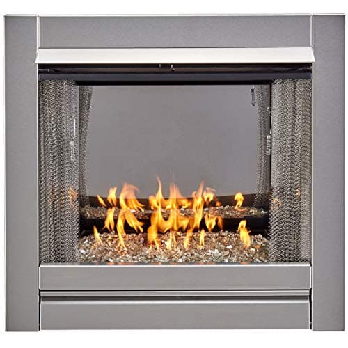 Duluth Forge Ventless Stainless Outdoor Gas Fireplace Insert with Reflective Crystal Glass Media - 24,000 BTU, Manual Control - Model# DF450SS-G