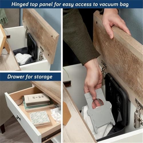 Sauder Homeplus Robot Vacuum Storage Side Table End Table Cabinet for Living Room, Bedroom, in Soft White 7