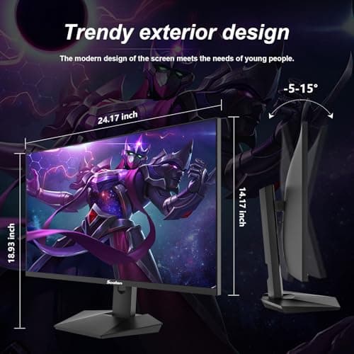 Sealan 27inch Gaming Monitor - 1ms 380Hz 1080p Flat, HDR10 Height/Tilt/Swivel/Pivot Adjustable RGB Anti-Glare Display, HDMI/DP, FreeSync, G-Sync, 300 cd/m² Bright LEDs 7