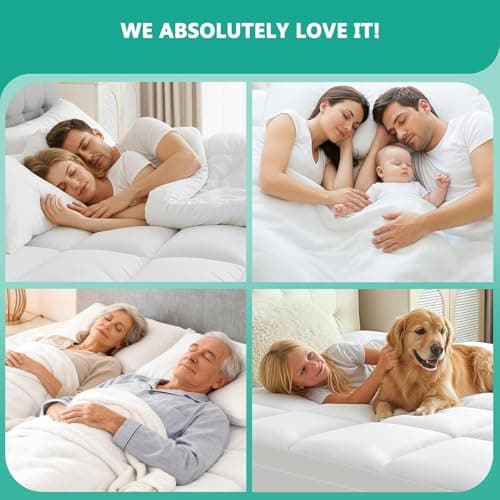 TESIONE King Mattress Topper - Extra Thick Mattress Pad Cover - Pillow Top with Soft Breathable Spiral Fiber Filling, 8-21 Inch Deep Pocket, Cooling, White 6